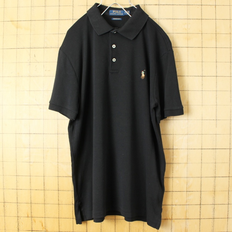 USA Polo RALPH LAUREN ポロ ラルフローレン 半袖 ポロシャツ ブラック メンズM アメリカ古着