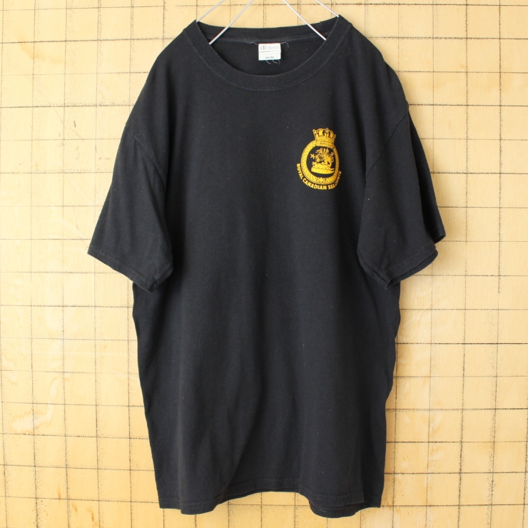 90s 00s USA ATC ROYAL CANADIAN SEA CADETS プリント 半袖 Tシャツ ブラック メンズM アメリカ古着
