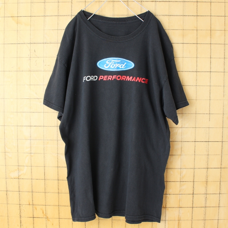 90s 00s USA Ford フォード プリント 半袖 Tシャツ ブラック メンズML相当 アメリカ古着