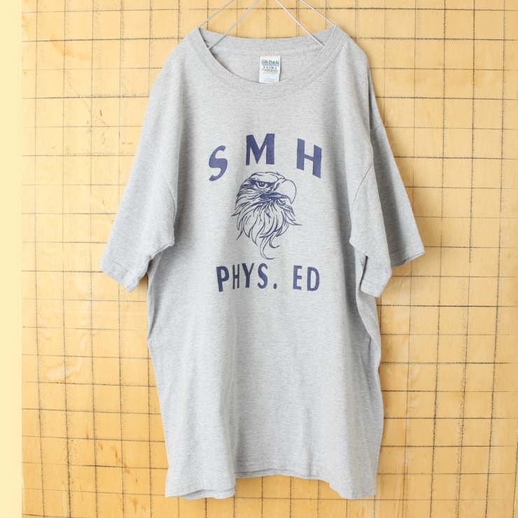 USA GILDAN SMH PHYS. ED プリント 半袖 Tシャツ グレー メンズL アメリカ古着