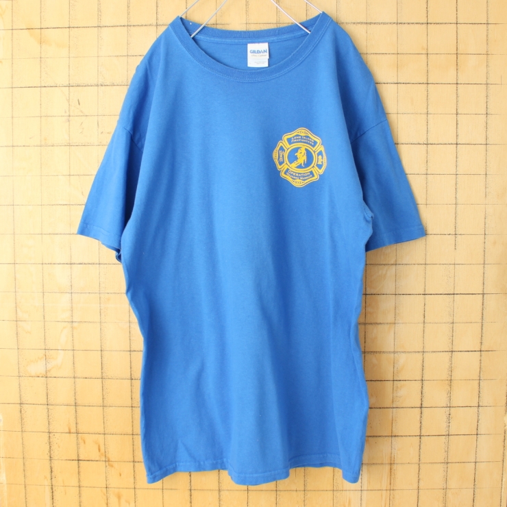 USA GILDAN ALL GAVE SOME SOME GIVE ALL 両面プリント 半袖 Tシャツ ブルー メンズL アメリカ古着