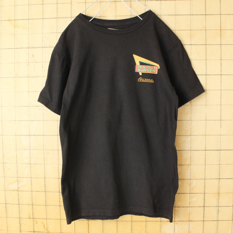 USA IN-N-OUT BURGER Arizona 両面プリント 半袖 Tシャツ ブラック メンズS アメリカ古着