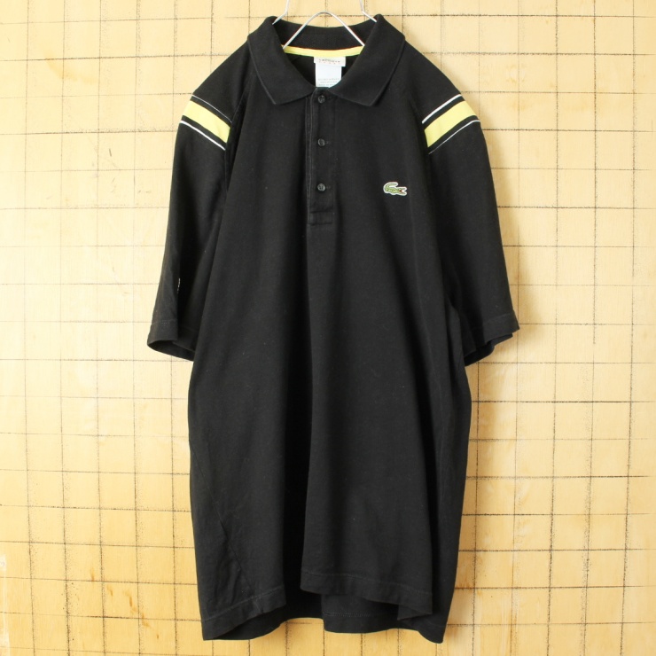 90s フレンチラコステ Lacoste 半袖 ポロシャツ ブラック メンズM相当 ワンポイント ヨーロッパ古着