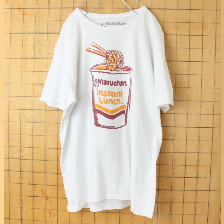 USA maruchan Instant Lunch プリント 半袖 Tシャツ ホワイト メンズL アメリカ古着