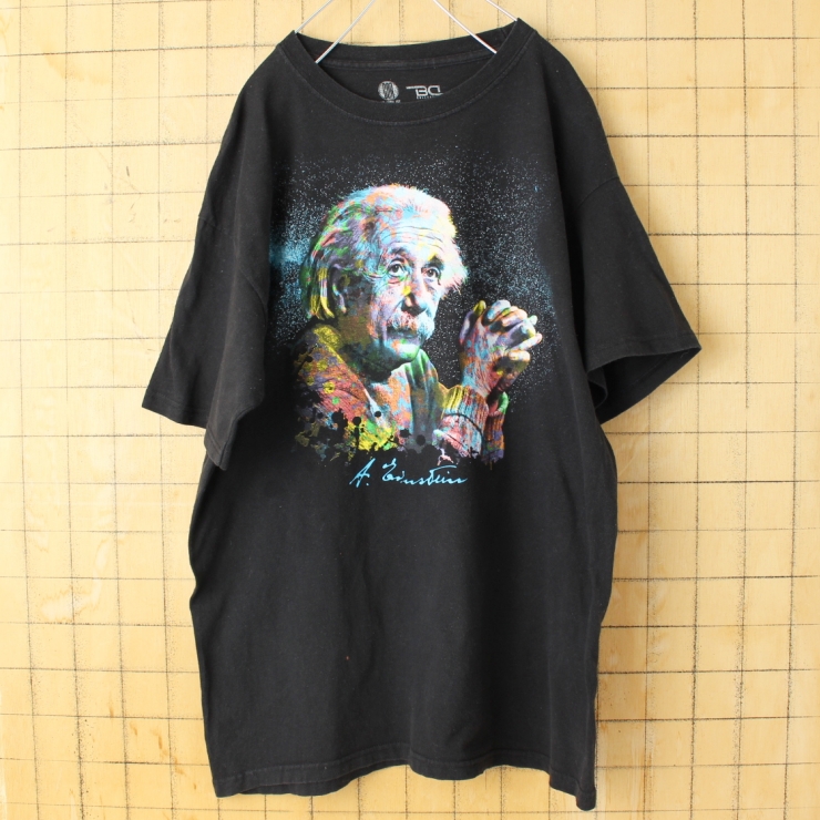 USA BD collection アインシュタイン 半袖 プリントTシャツ ブラック メンズL アメリカ古着