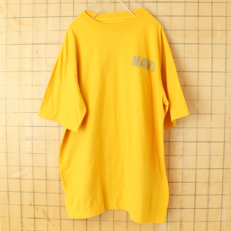 USA製 SOFFE 米軍仕様 U.S.NAVY トレーニング用 半袖 Tシャツ イエロー メンズM アメリカ古着 050725ss86