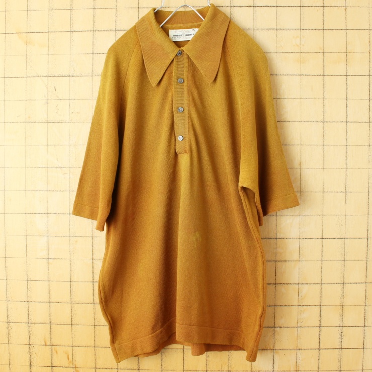 60s 70s USA製 Arnold Palmer ROBERT BRUCE Ban-Lon バンロン ポロシャツ メンズM ブラウン ゴールド 半袖 ナイロン アメリカ古着