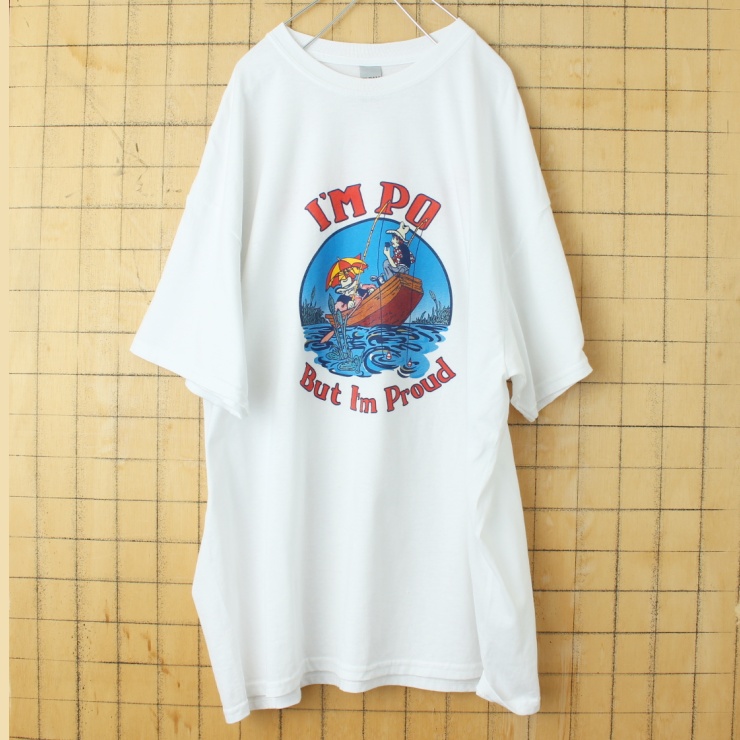 ビッグサイズ USA GILDAN PoFolks 両面プリント 半袖 Tシャツ ホワイト メンズ2XL アメリカ古着