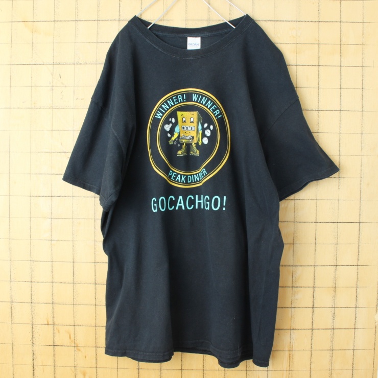 USA GILDAN PEAK DINNER プリント 半袖 Tシャツ ブラック メンズXL アメリカ古着