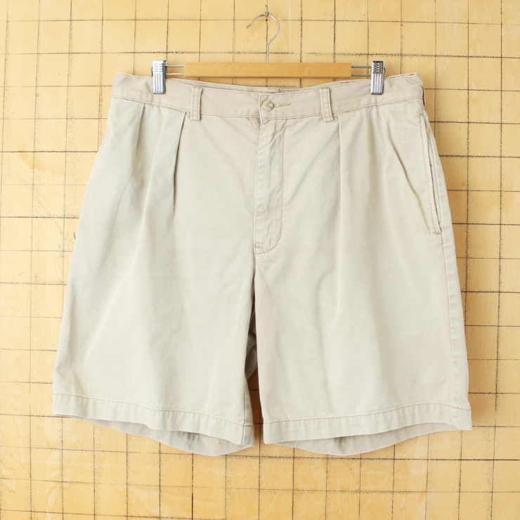 Polo by Ralph Lauren ポロ ラルフローレン 2タック チノ ショーツ ベージュ W35 ショートパンツ 短パン ハーフ アメリカ古着