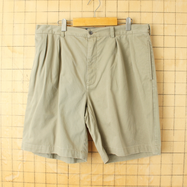 Polo by Ralph Lauren ポロ ラルフローレン 2タック チノ ショーツ ベージュ W38 ショートパンツ 短パン ハーフ アメリカ古着