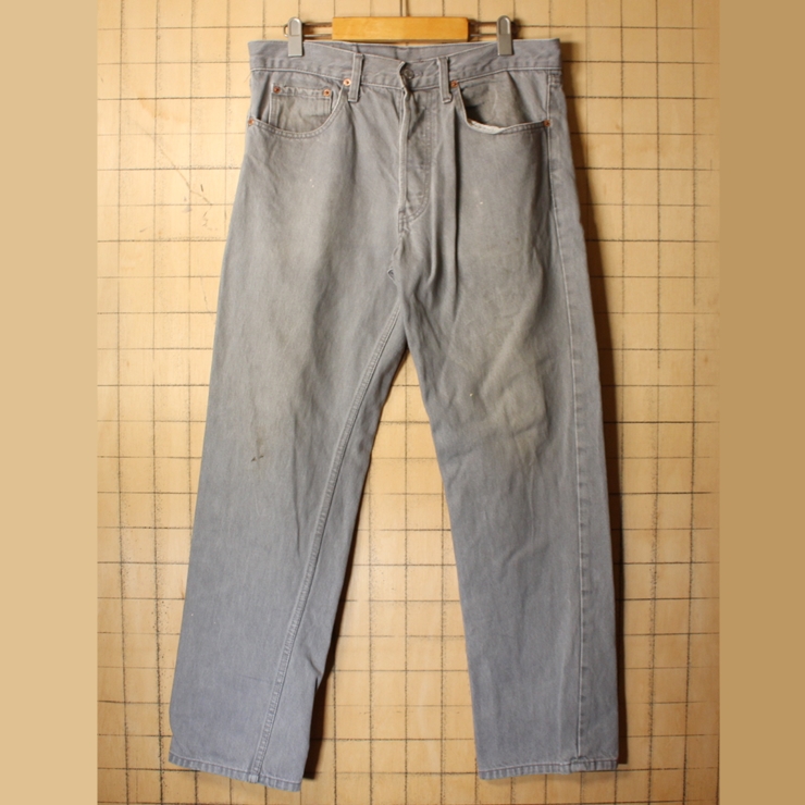 90s USA製 Levis リーバイス 501xx グレー カラー ジーンズ デニム パンツ W34 アメリカ古着