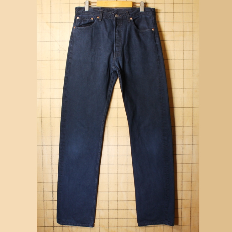 90s USA製 Levis リーバイス 501 ネイビー カラー ジーンズ デニム パンツ W34 後染め アメリカ古着