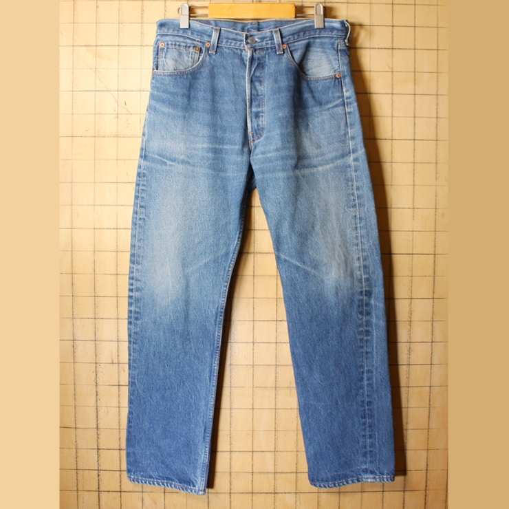 90s USA製 Levis リーバイス 501xx ブルー ジーンズ デニム パンツ W34 青 アメリカ古着 062321ss158