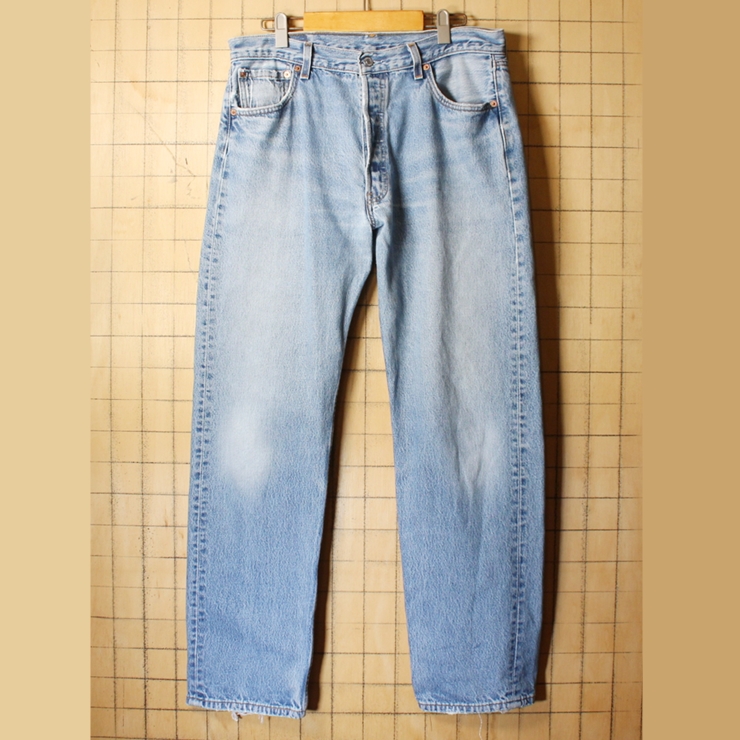 90s USA製 Levis リーバイス 501 ブルー ジーンズ デニム パンツ W36 青 アメリカ古着 062321ss159