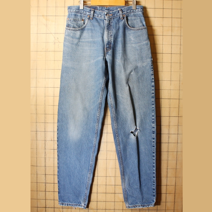 90s USA製 Levis リーバイス 560 ブルー ジーンズ デニム パンツ W33 青 ルーズフィット テーパード アメリカ古着 062321ss161