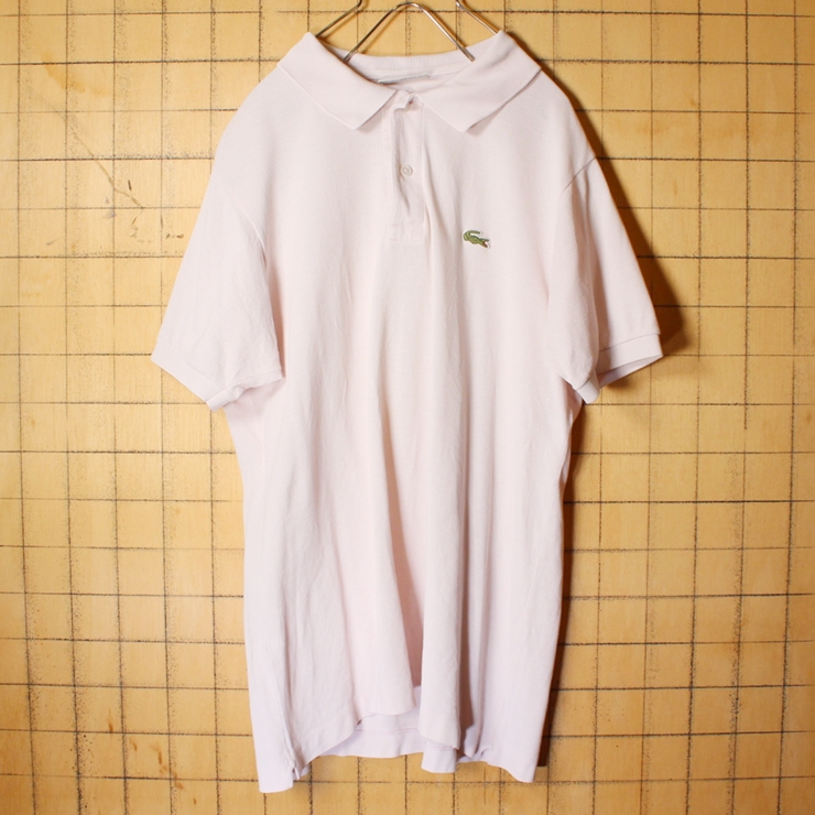 70s 80s フランス製 フレンチラコステ Lacoste 半袖 ポロシャツ ピンク メンズM相当 ワンポイント ヨーロッパ古着