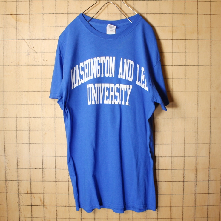 GILDAN WASHINGTON AND LEE UNIVERSITY カレッジ プリント Tシャツ ブルー 青 メンズM アメリカ古着