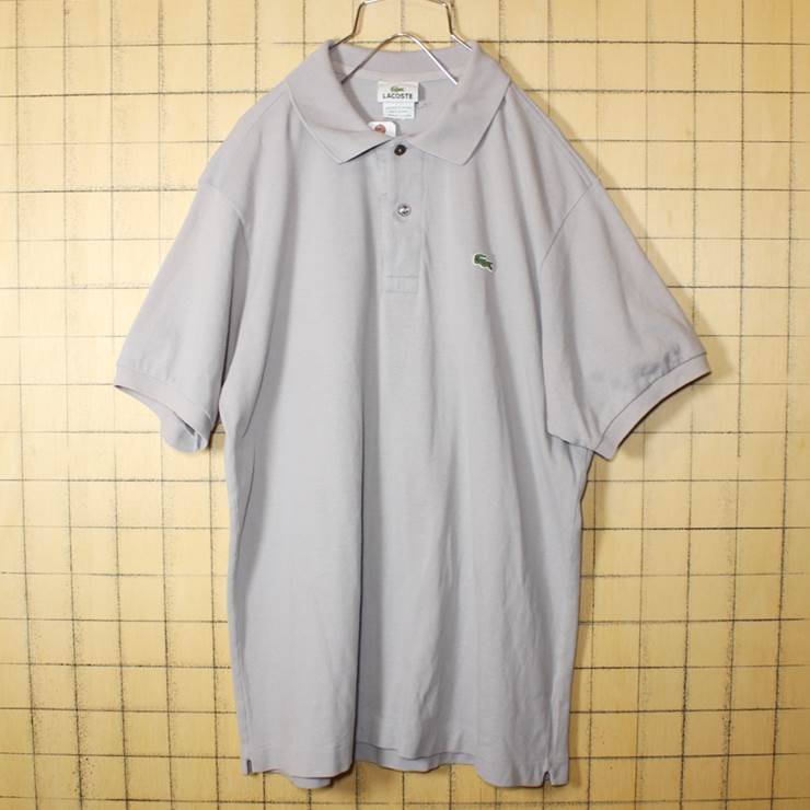 フレンチラコステ Lacoste ワンポイント ポロシャツ 半袖 ライトグレー メンズM相当 フランス企画 古着 ss19