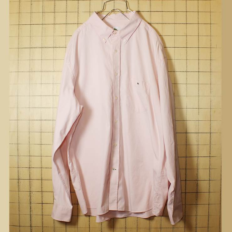 古着 フランス企画 フレンチラコステ Lacoste 長袖 ボタンダウン シャツ ピンク メンズXXL相当 ビッグサイズ