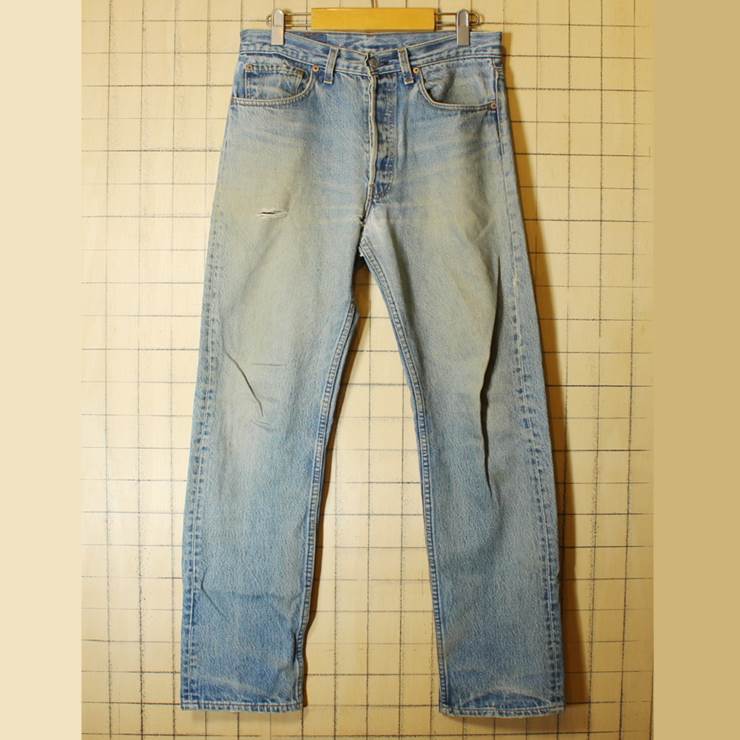 USA製 古着 Levis リーバイス 501xx ダメージ ジーンズ デニム パンツ ブルー W32 ss91