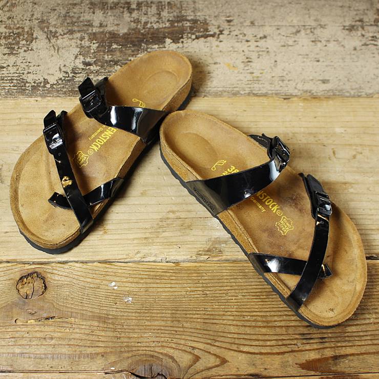 BIRKENSTOCK ビルケンシュトック サンダル 24.5cm Mayari マヤリ レギュラー ドイツ製 ブラック 古着 070220ss104