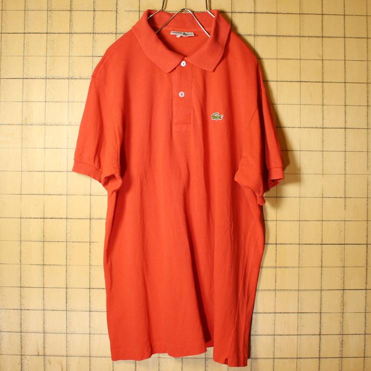 70s フランス製 フレンチラコステ Lacoste 半袖 ポロシャツ オレンジ メンズL相当 ワンポイント ヨーロッパ古着