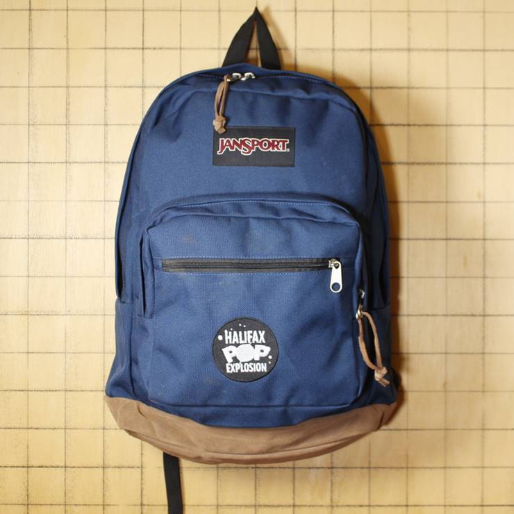 JANSPORT ジャンスポーツ リュックサック ライトパック スウェードレザー ネイビー ディパック ワッペン 古着 USED 070220ss120