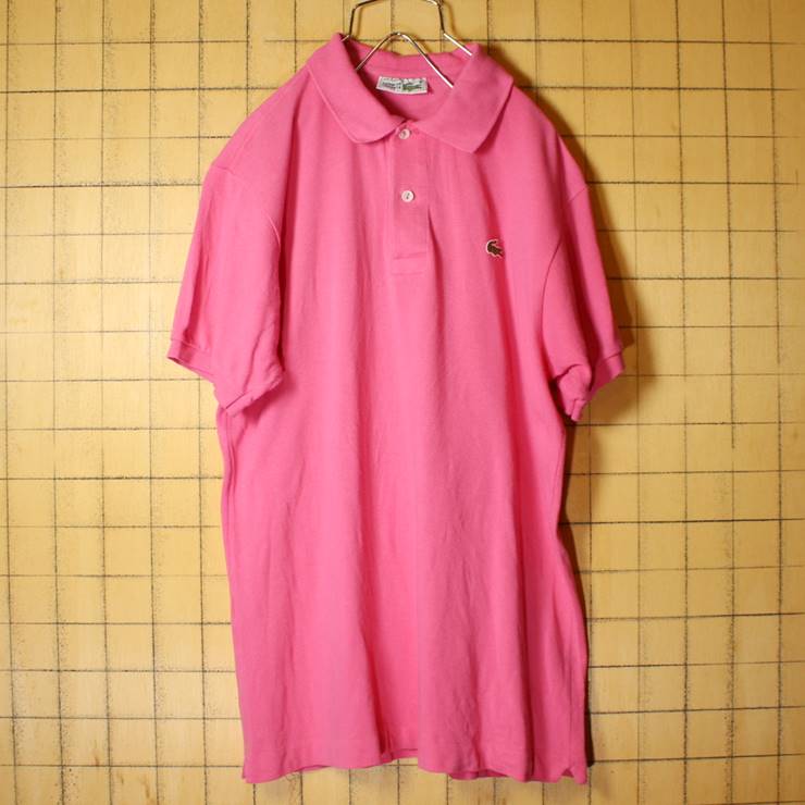 80s フランス製 フレンチラコステ Lacoste 半袖 ポロシャツ ピンク メンズM相当 ワンポイント ヨーロッパ古着 070220ss13