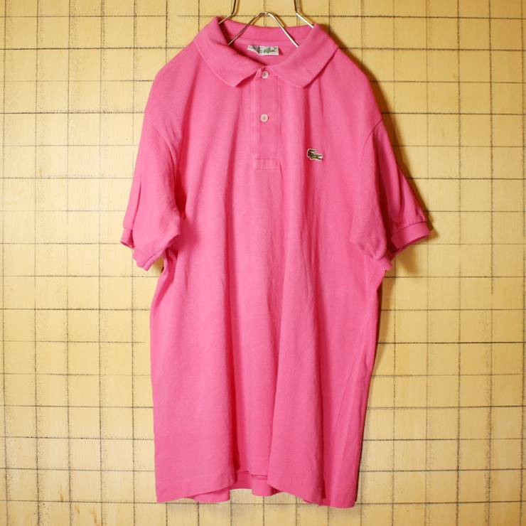 80s フランス製 フレンチラコステ Lacoste 半袖 ポロシャツ ピンク メンズM相当 ワンポイント ヨーロッパ古着 070220ss15