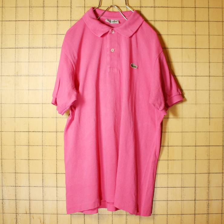 80s フランス製 フレンチラコステ Lacoste 半袖 ポロシャツ ピンク メンズM相当 ワンポイント ヨーロッパ古着 070220ss15