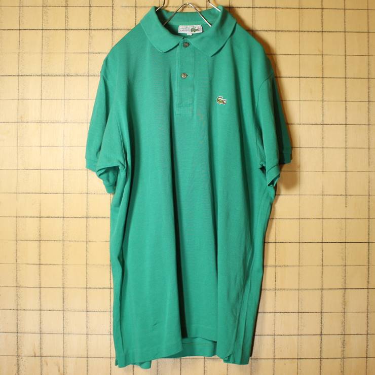 70s フランス製 フレンチラコステ Lacoste 半袖 ポロシャツ グリーン メンズM相当 ワンポイント ヨーロッパ古着 070220ss16