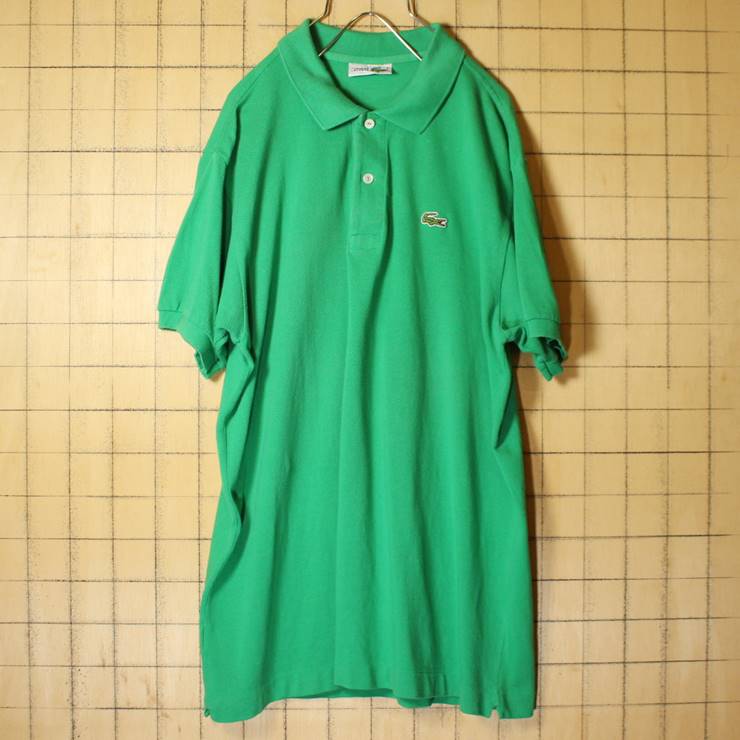 80s フランス製 フレンチラコステ Lacoste 半袖 ポロシャツ グリーン メンズL相当 ワンポイント ヨーロッパ古着 070220ss17