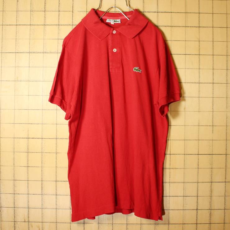 70s フランス製 フレンチラコステ Lacoste 半袖 ポロシャツ レッド 赤 メンズML相当 ワンポイント ヨーロッパ古着 070220ss21