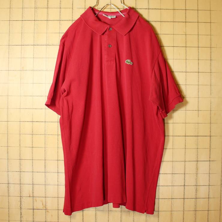 ビッグサイズ 70s フランス製 フレンチラコステ Lacoste 半袖 ポロシャツ レッド 赤 XXL相当 ワンポイント ヨーロッパ古着 070220ss22