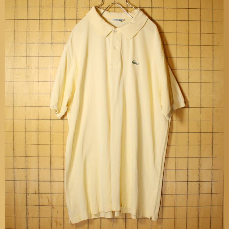 ビッグサイズ 70s フランス製 フレンチラコステ Lacoste 半袖 ポロシャツ イエロー 黄 XXL相当 ワンポイント ヨーロッパ古着 070220ss28