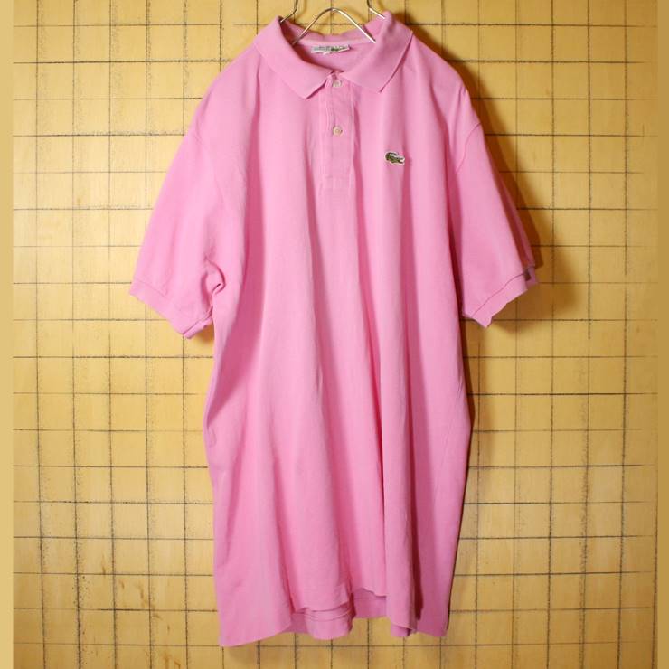 ビッグサイズ 70s フランス製 フレンチラコステ Lacoste 半袖 ポロシャツ ピンク XL相当 ワンポイント ヨーロッパ古着 070220ss33