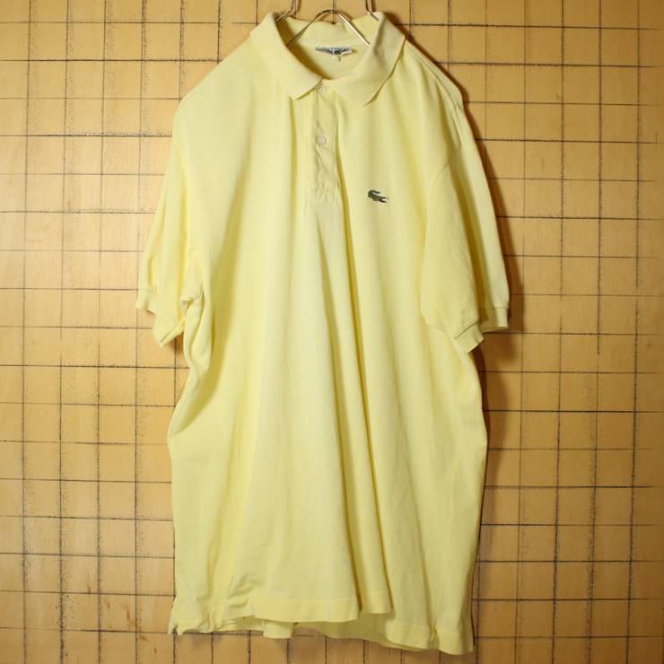 70s フランス製 フレンチラコステ Lacoste 半袖 ポロシャツ イエロー L相当 ワンポイント ヨーロッパ古着 070220ss34