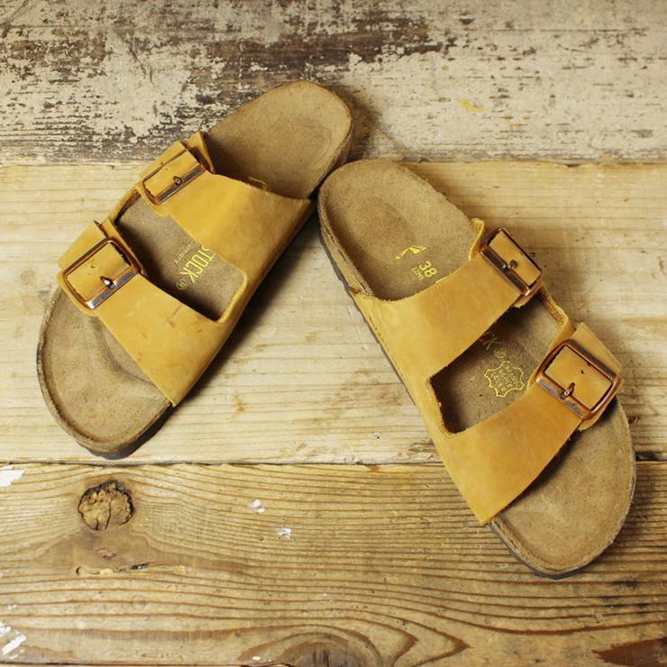 BIRKENSTOCK ビルケンシュトック サンダル 24.5cm Arizona アリゾナ ナロー ドイツ製 ライトブラウン 古着 070220ss89