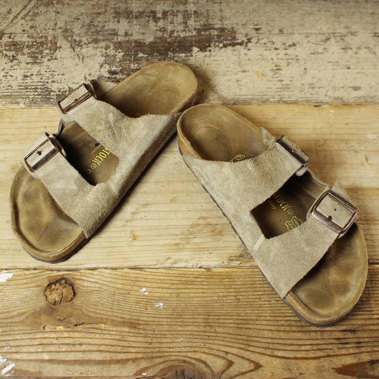 BIRKENSTOCK ビルケンシュトック サンダル 24.5cm Arizona アリゾナ レギュラー ドイツ製 ベージュ 古着 070220ss90