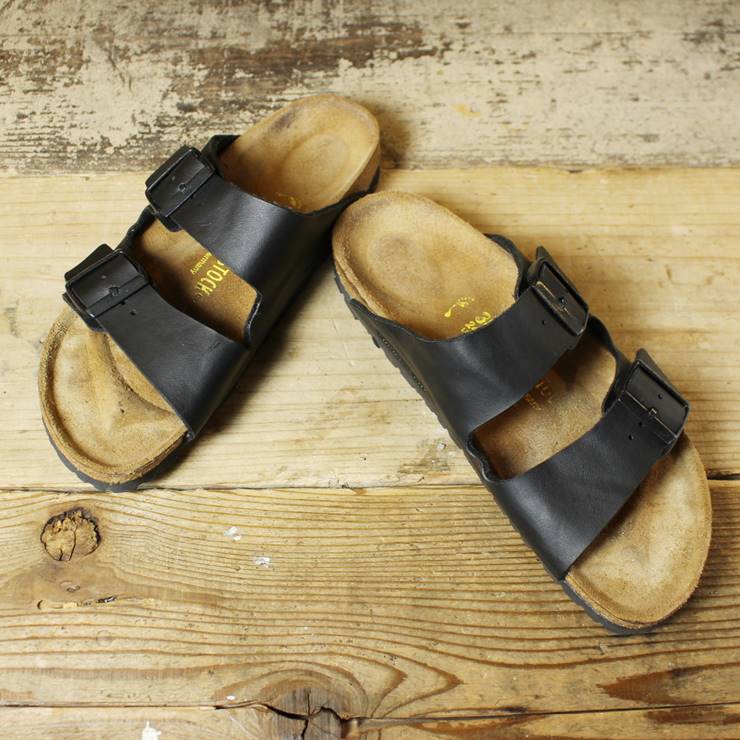 BIRKENSTOCK ビルケンシュトック サンダル 24.5cm Arizona アリゾナ ナロー ドイツ製 ブラック 古着 070220ss91