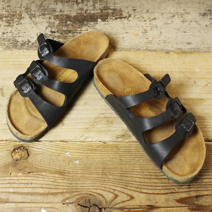 BIRKENSTOCK ビルケンシュトック サンダル 24.5cm Florida フロリダ ナロー ドイツ製 ブラック 古着 070220ss92