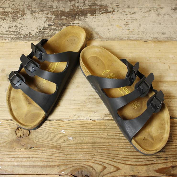 BIRKENSTOCK ビルケンシュトック サンダル 24cm Florida フロリダ レギュラー ドイツ製 ブラック 古着 070220ss93