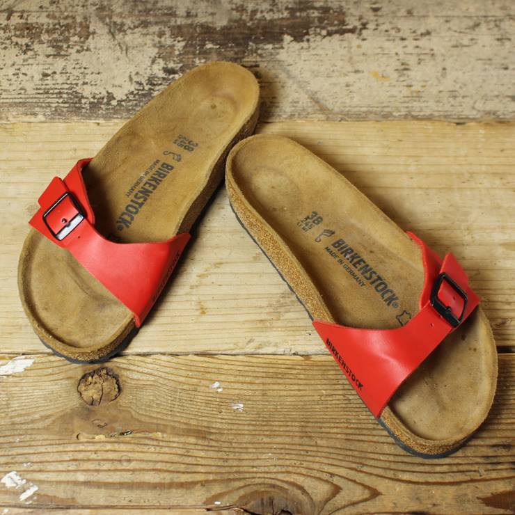 BIRKENSTOCK ビルケンシュトック サンダル 24.5cm Madrid マドリッド レギュラー ドイツ製 レッド 古着 070220ss97