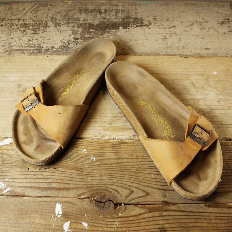 BIRKENSTOCK ビルケンシュトック Madrid マドリッド ドイツ製 古着 ライトブラウン レザー サンダル 27cm レギュラー