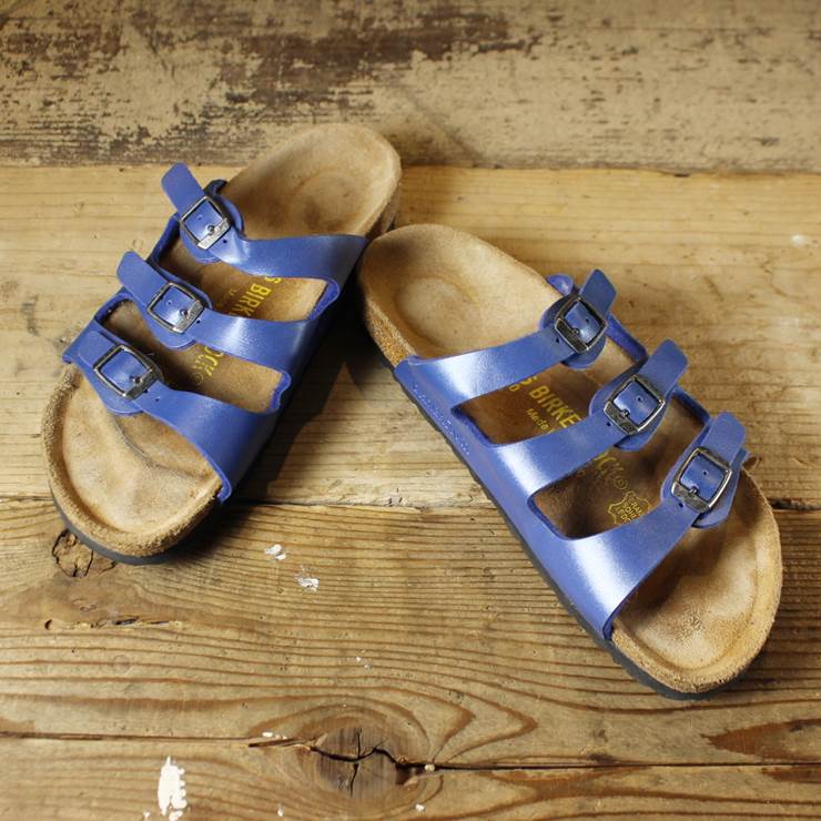 BIRKENSTOCK ビルケンシュトック Florida フロリダ ドイツ製 古着 ブルー レザー サンダル 23cm ナロー