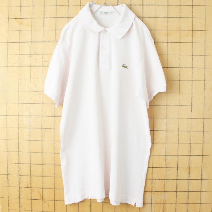 70s 80s フランス製 フレンチラコステ Lacoste 半袖 ポロシャツ ピンク メンズM相当 ワンポイント ヨーロッパ古着