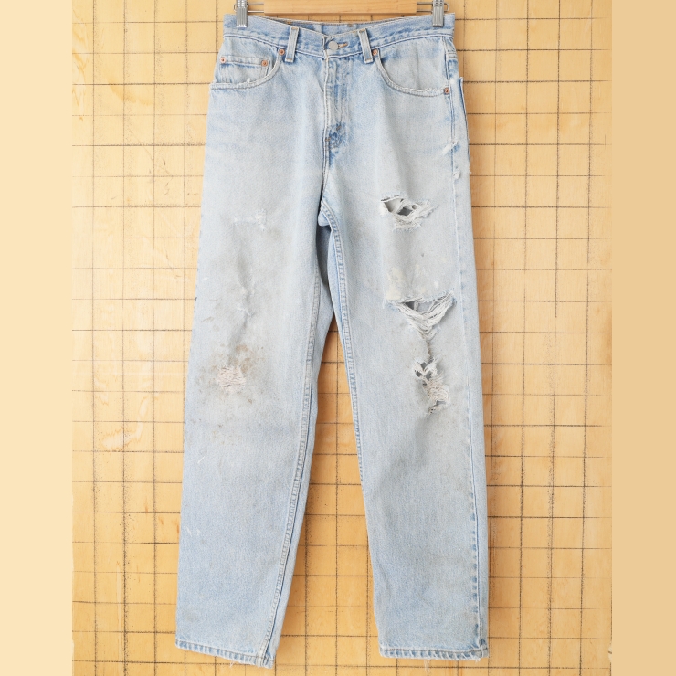 90s USA Levis550 リーバイス ブルー ダメージジーンズ デニムパンツ W29 アメリカ古着