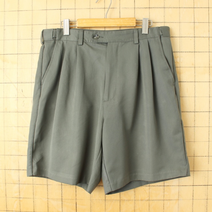 USA IZOD X.F.G. 2タック ショートパンツ カーキ グリーン メンズW34 ショーツ ハーフ アウトドア アメリカ古着