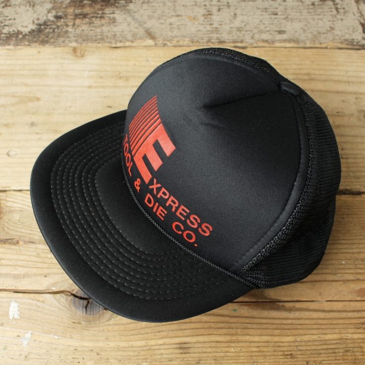 80s 90s USA EXPRESS TOOL&DIE CO. メッシュキャップ 帽子 ブラック フリーサイズ アメリカ古着